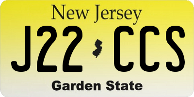 NJ license plate J22CCS