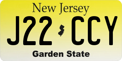 NJ license plate J22CCY