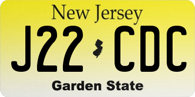 NJ license plate J22CDC