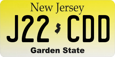 NJ license plate J22CDD