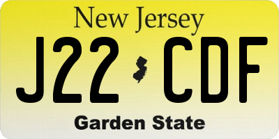 NJ license plate J22CDF