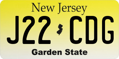 NJ license plate J22CDG