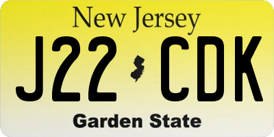 NJ license plate J22CDK