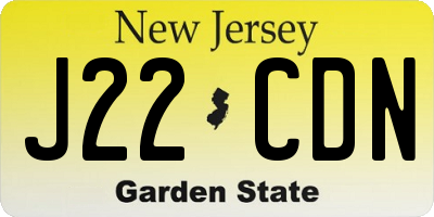 NJ license plate J22CDN