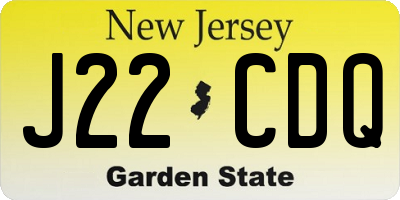 NJ license plate J22CDQ