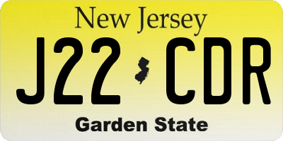 NJ license plate J22CDR