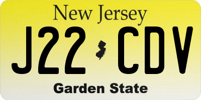 NJ license plate J22CDV