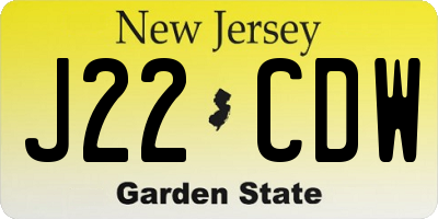 NJ license plate J22CDW