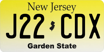NJ license plate J22CDX
