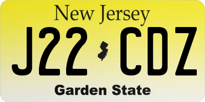 NJ license plate J22CDZ