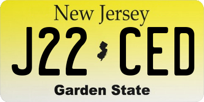 NJ license plate J22CED