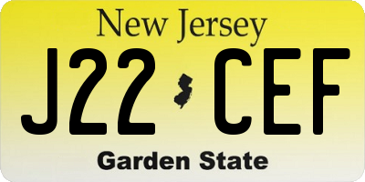 NJ license plate J22CEF