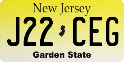 NJ license plate J22CEG