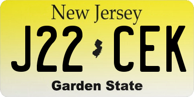 NJ license plate J22CEK
