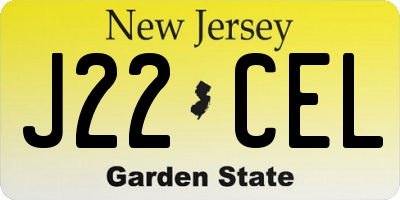 NJ license plate J22CEL