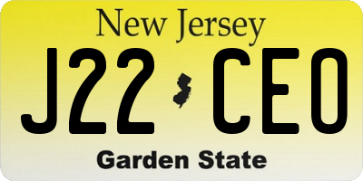 NJ license plate J22CEO