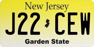 NJ license plate J22CEW