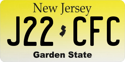 NJ license plate J22CFC