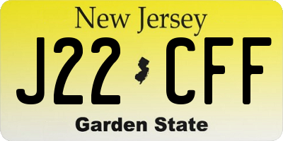 NJ license plate J22CFF