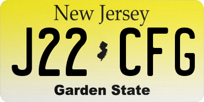NJ license plate J22CFG
