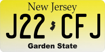 NJ license plate J22CFJ