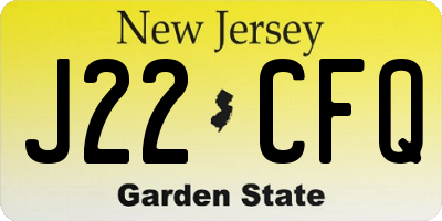 NJ license plate J22CFQ
