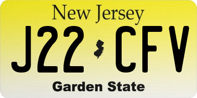 NJ license plate J22CFV