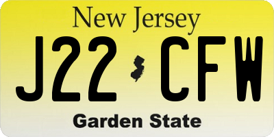 NJ license plate J22CFW