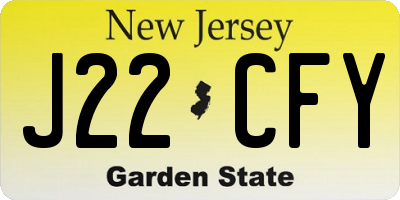 NJ license plate J22CFY