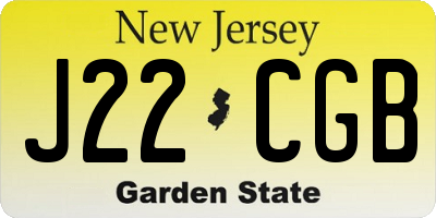 NJ license plate J22CGB