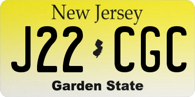 NJ license plate J22CGC