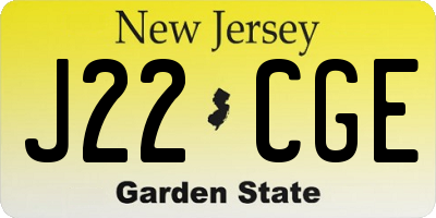 NJ license plate J22CGE