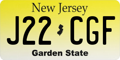 NJ license plate J22CGF