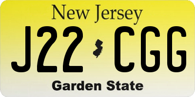 NJ license plate J22CGG