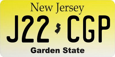 NJ license plate J22CGP