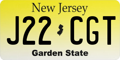 NJ license plate J22CGT