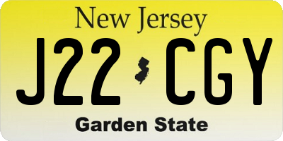 NJ license plate J22CGY