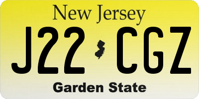 NJ license plate J22CGZ