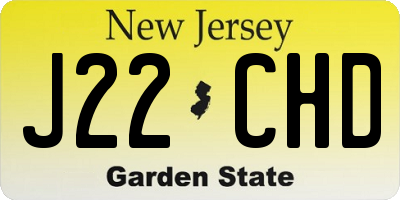 NJ license plate J22CHD