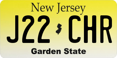 NJ license plate J22CHR