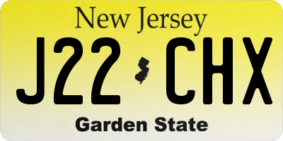 NJ license plate J22CHX