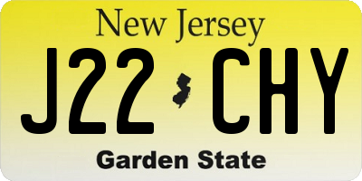 NJ license plate J22CHY