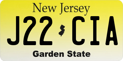 NJ license plate J22CIA