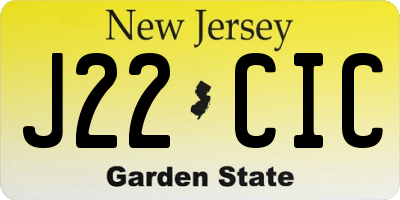 NJ license plate J22CIC