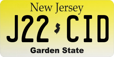 NJ license plate J22CID