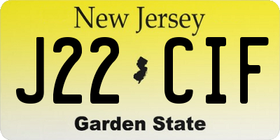 NJ license plate J22CIF