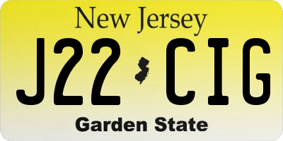 NJ license plate J22CIG