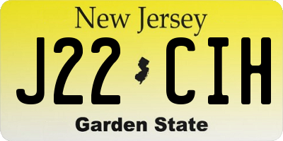 NJ license plate J22CIH