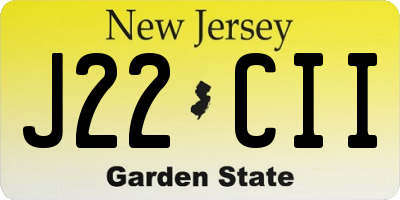 NJ license plate J22CII