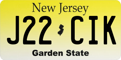NJ license plate J22CIK